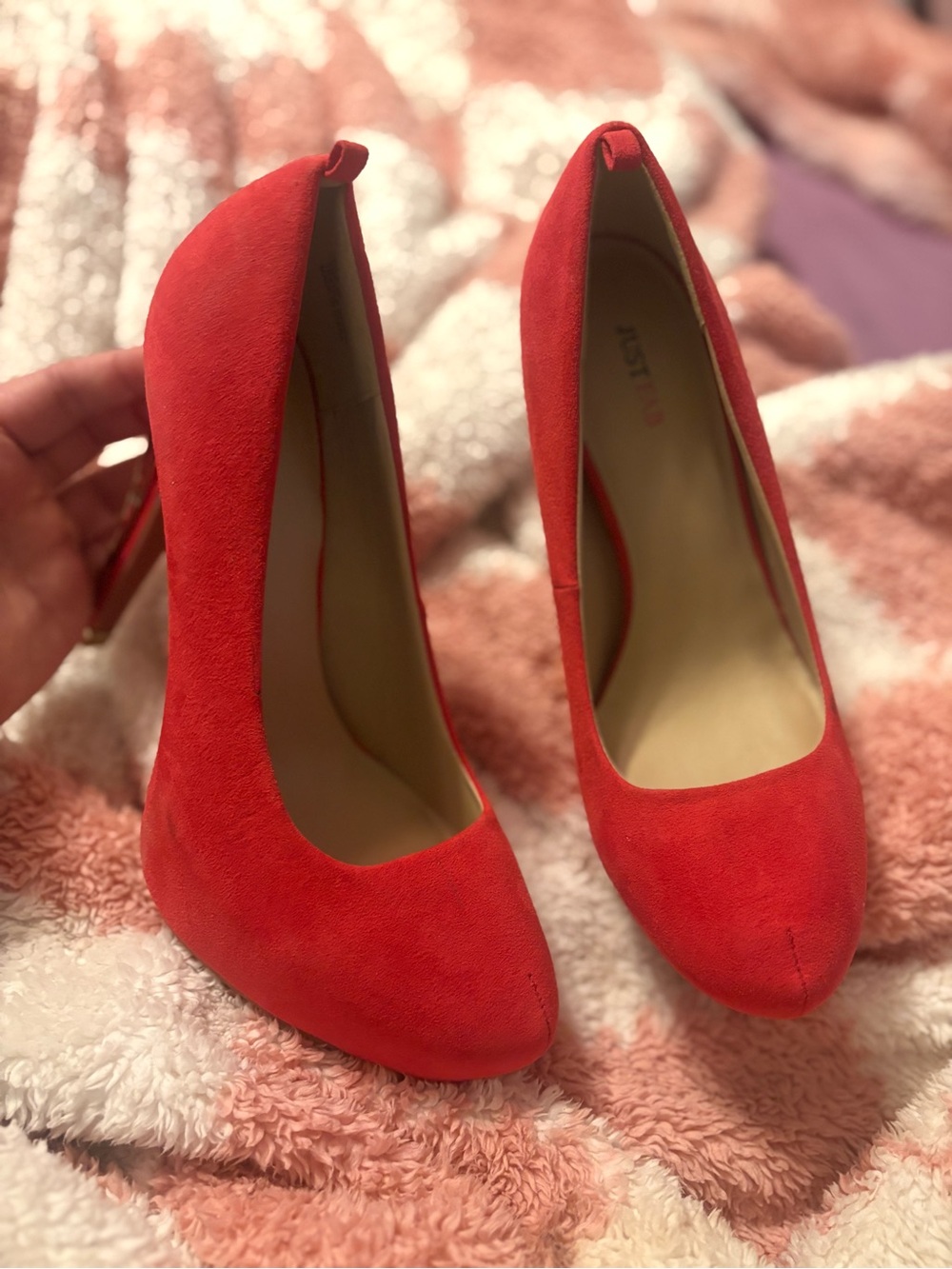 Red Suede High Heel Pumps